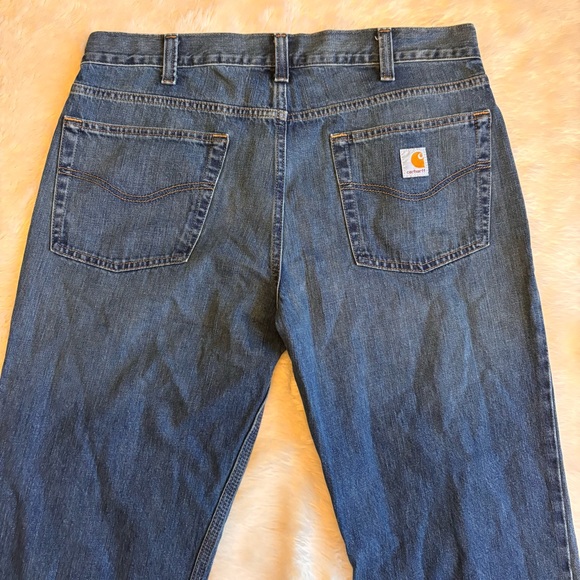Carhartt Relaxed Straight Fit Medium Wash Blue Denim Jeans Mens 36x32 - Picture 5 of 5